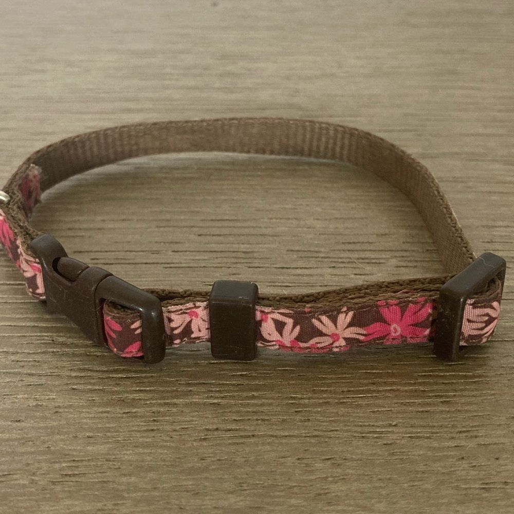 Pink Brown Floral Dog Pet Collar